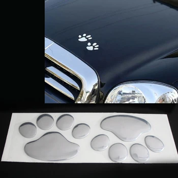 1 бр. Стикер на колата на Стръмен дизайн Лапа 3D Любимец Куче Панда Отпечатък на Краката Стикер на колата Сребърно-Златни Аксесоари за Автомобили