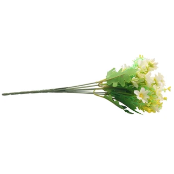 1 Букет от 28 глави изкуствен фалшив цвете маргаритки, подвесное саксии за дома, сватба, градина, гробища, декор (бяло-зелено)