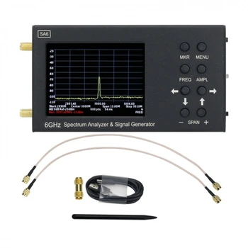 1 комплект SA6 6 Ghz Ръчен анализатор на спектъра Безжичен генератор на сигнали тестер преносим 35-6200 Mhz алуминиева сплав