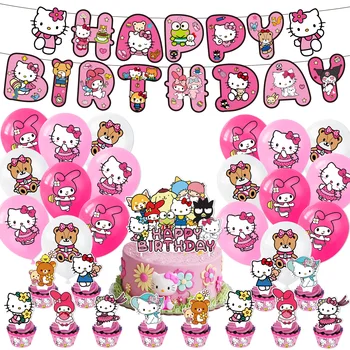 1 Комплект украси за парти по случай рожден Ден, декорация за тематични партита Sanrio Hello Kitty, Празничен декор, Подарък за рожден ден, за да проверите за декор партита