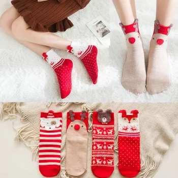 1 Чифт Женски Памучни Коледни Чорапи, Бижута И Весела Коледна Украса За Дома За Коледа Подаръци За Нова Година Аксесоари Декор Чорапи
