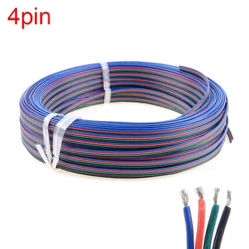 10 м /лот 4-пинов кабел за RGB led лента RGB, тел 22AWG RGB 4 цвята, удлинительный тел от луженой мед с 4 контакти
