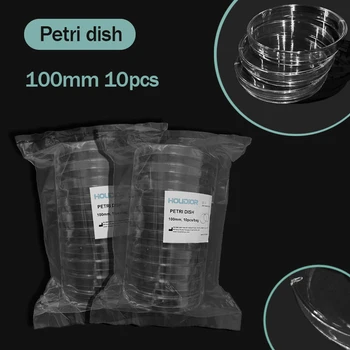 100 мм, 10 бр. Чаши Петри пластмасови, прозрачни с капачки за култивиране на бактериите Биологични, за да проверите за научна лаборатория