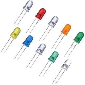 100шт 5 мм диоден 2pin през Цялата Студено бяло /червено / синьо / зелено / жълто led чип за лампи
