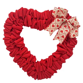 12-Инчови Венци на Свети Валентин, Един венец във формата на сърце от зебло за входната врата, Годишнина, рожден Ден, Сватбени украси за партита