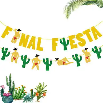 2 бр./компл. Златисто-зелен блестящ банер Fiesta Тако Bar с кактусом, венец, банер Fiesta за мексикански партита Fiesta, декор Cinco De Mayo