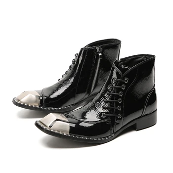 2023 Класически офис обувки с остър пръсти голям размер, Елегантен обикновена обувки Дерби дантела, италиански мъжки обувки-броги от естествена кожа
