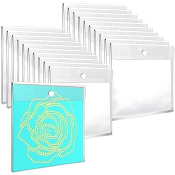 20pcs Органайзер за съхранение на албуми с размер на 12,6 инча x 12,6 инча с разширение 0,8 инча, многократна употреба пластмасови джобове за пликове