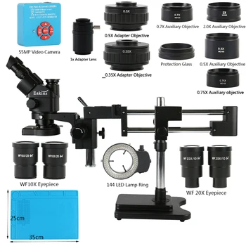 3.5 X-180X Тринокулярный Стереомикроскоп 2K 4K, HDMI, USB 55MP 48MP Камера Разтегателна Двойна Стрела Поставка За Ремонт на печатни платки Комплект за ремонт