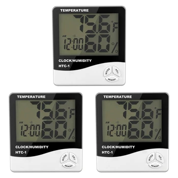 3-кратно цифрово LCD дисплей за вътрешно и външно помещение на Електронен измерител на температура и влажност на въздуха Термометър, влагомер
