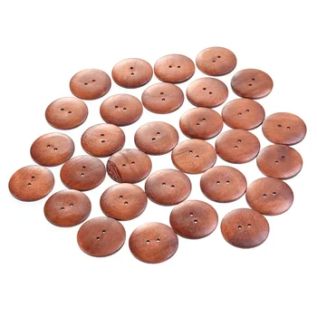 30шт Кръгли Дървени Копчета Кафяво За Scrapbooking Плетене на 2 Дупки Шиене на Копчета САМ Craft 40 мм