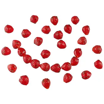 30шт Червени апликации ягоди мъниста, Гривни плодови мъниста, Стъклени мъниста женски