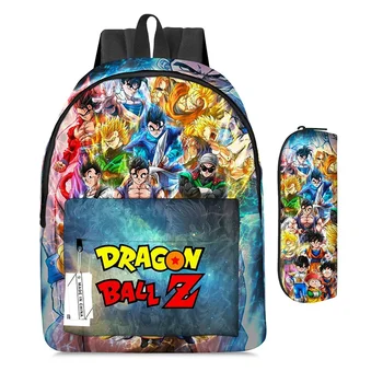 3D Аниме Dragon Ball Раница за начално и средно училище, лека училищна чанта с цип, молив случай, комплект от две части 0