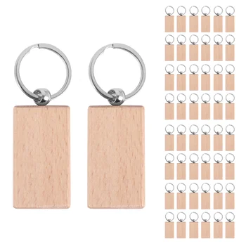 50 празни дървени ключодържатели с правоъгълен надпис Key ID Може да изреже със собствените си ръце