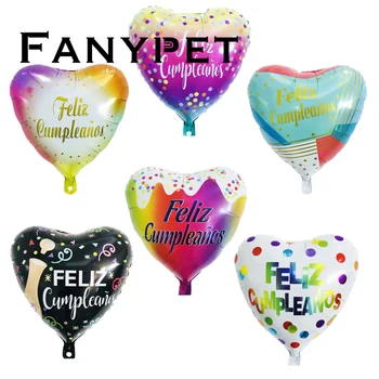5шт 18-инчов сърцето Feliz cumpleaños балони балони за топки честит рожден ден на baby shower украса на парти по случай рождения ден на детска подарък играчка