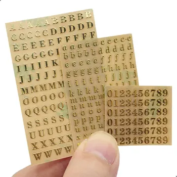 6 листа малки 0,12-инчов стикери с алфавитными стаи, самозалепващи букви от блестящо сплав на злато / сребро (3 мм)