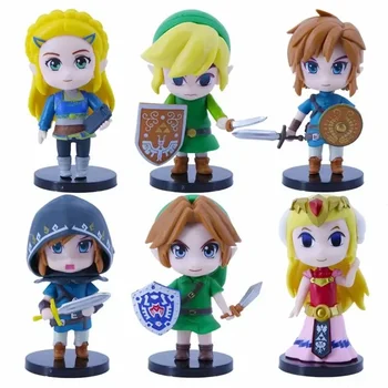6 модели/, определени Legend of Zelda Princess Линк Версия на играта Zelda Q Фигурки Модел кукли, Фигурки Детски играчки Kawaii Украса