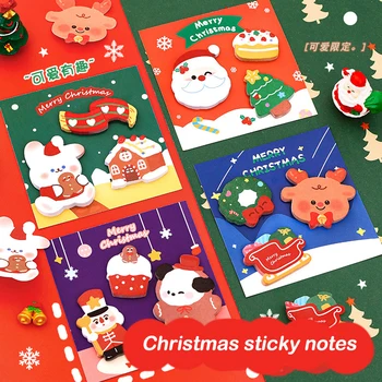 60 листа Коледни стикери с анимационни герои, бележник сладък форма, украса коледен подарък, самозалепващи отметки, ученически пособия