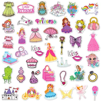 70ШТ Сладки етикети принцеси за момичета Етикети принцеса за лаптоп мультяшные страхотна етикети принцеса Винил принцеса