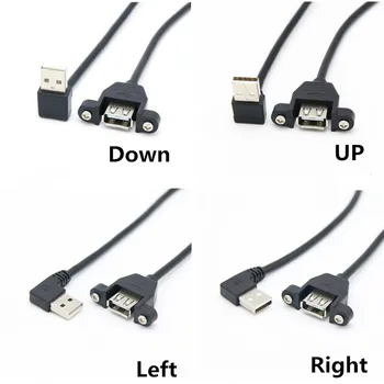 90 градуса Нагоре и Надолу, Десен и Ляв Ъгъл на USB 2.0 Кабел от мъжа към Жената Кабел на Проводници на Високата удължителен кабел за Синхронизация на Данни За PC, Лаптоп