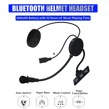 Bluetooth V5.2 Слушалки за мотоциклетни каски, безжични стерео слушалки, MP3, високоговорител, поддръжка на автоматичен отговор на разговор 