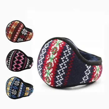 Crochet жакард Плюшени слушалки Удобни сгъваеми Зимни слушалки в етнически стил Стопли, утолщают, Сгъваем калъф за уши за студенти