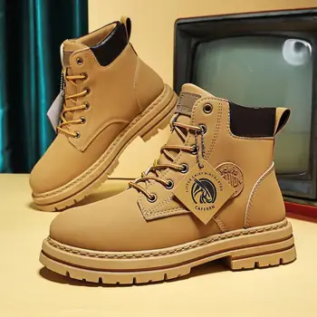 Dr. Men ' s 2023, Нови Есенни Работни Обувки със Средна дължина, с високо берцем в Британския стил, Мъжки Зимни Реколта Работни обувки