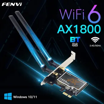 FENVI WiFi 6 PCIe Адаптера 1800 Mbps AX1800 Безжичен Тенис на PCIe Адаптера BT5.2 802.11 AX Двухдиапазонная карта 2,4 G/5G WiFi, За да Win10/11