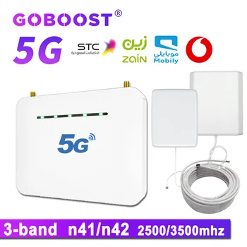 GOBOOST 5G усилвател на сигнала cellular усилвател на пълен комплект за домашна употреба SA UAE комуникационна антена, 5g и 4g 3500 2500 1800 Mhz ретранслатор