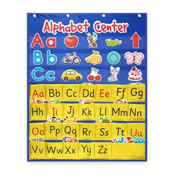 J6PA Азбучен център, покет диаграма, играчка за разпознаване на букви, Азбука за деца, учещи в писмото, с ранно чуждоезиково образование