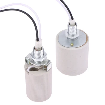 Led лампа спираловидни Керамични огнеупорни адаптер за домашна употреба, кръгла розетка за цокъл на крушка E14, държач за крушка E27 с кабел, смяна на дома 0