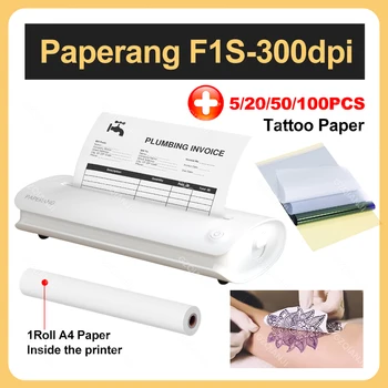 Paperang F1S A4 Мини Преносим Термопринтер за татуировки Поддържа Фотохартия Word / TXT / PDF Без Мастило Безжичен Мобилен Офис Home Maker