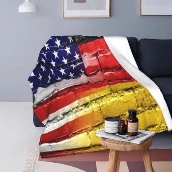 Абстрактен Флаг на САЩ, Германия, Ден на Независимостта на САЩ, Тухлена стена, одеало за диван, Флисовое одеяло, Фланелевое Шерп-одеяло