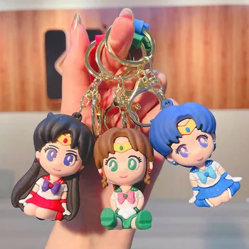 Аниме Sailor Moon Ключодържател Фигурка Моряшка Chibi Мун Чанта Окачване Кукла PVC Марс, Юпитер, Меркурий, Венера Модел на Ключалката за ключове Играчки