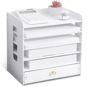 Бяла стойка за обработка на данни за домашния офис Стойка за сортиране папки файлове Адрес на Притежателя на файла Тава