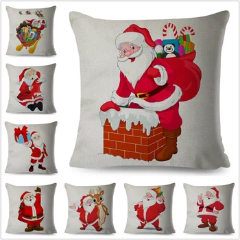 Весел Коледен подарък, декорация на калъфки за възглавници, сладък cartoony Дядо Коледа, калъфка от полиестер, калъфка за дивана, на дома, на детската стая