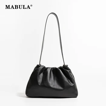 Дамски дизайнерска чанта MABULA от естествена телешка кожа, с рюшами, луксозна чанта за подмишниците облака форма, ден за ден в чантата си за телефон