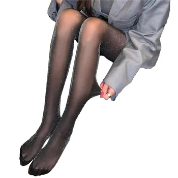 Дамски секси високи чорапи с ярки коприна и перли, Тънки копринени чорапи в стил принцеса, блестящи Женски крака, Секси невидими чорапогащи