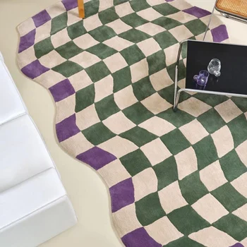 Декоративни килими за хол от скандинавскую средновековна шахматна дъска с Неправилна форма, Меки Килими за спални, Лесен Луксозен Дом килим абстрактни форми