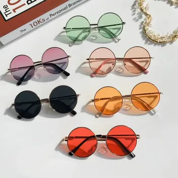 Детски слънчеви очила в ретро рамки с кръгла поляризация, метални Слънчеви очила Baby Wild в британския стил за момчета и момичета със защита от UV400