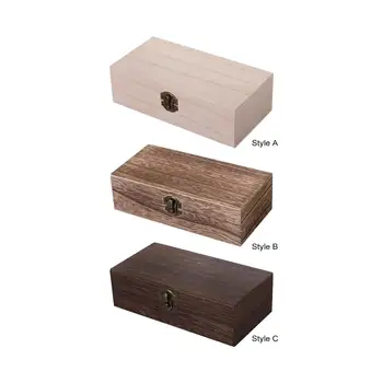 Дървена кутия за съхранение Кутия в памет на Декоративна ковчег за украшения Кутия за подаръци Дървена ковчег за бродерия за декорация на дома на изкуството Хоби