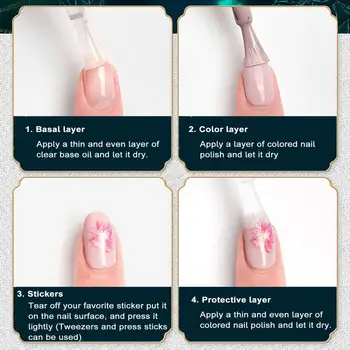 Етикети за маникюр със собствените си ръце-Тънки 3D стикери за дизайн на ноктите под формата на рози, самозалепващи стикери за маникюр със собствените си ръце за жени