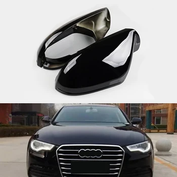За Audi A6 A6L 2012 2013 2014 - 2018 Сменете капаци огледала за обратно виждане, броня, врата, корпус на страничните огледала, черен, двойка