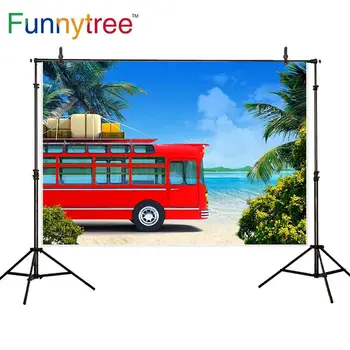 Забавен фон от дърво за фото студио плаж, море, летни почивки, туристически автобус природа дърво фон за снимки фотобудка фотосесия