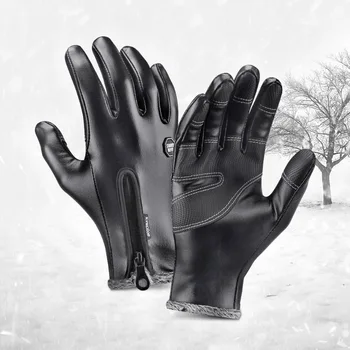 Зимните Непромокаеми Кожени ръкавици, Мъжки и Женски Ветроупорен Каране Мотоциклетни ръкавици Спортни Велосипедни ръкавици за риболов Минерални