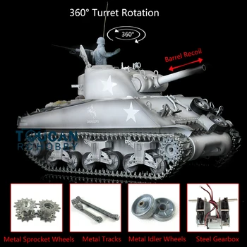 Играчки 1/16 Heng Long Обновен Rc танк Ver Snow 7.0 M4A3 Sherman 3898 360 ° Кула се Връща на Багажника Метални Гъсеници на Празен Ход на двигателя TH17697