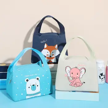 Изолационен пакет с мультяшными животни, ръчни чанти за храни за кърмачета, холщовая чанта за обяд, топла термосумка за хранене, водоустойчива чанта за обяд