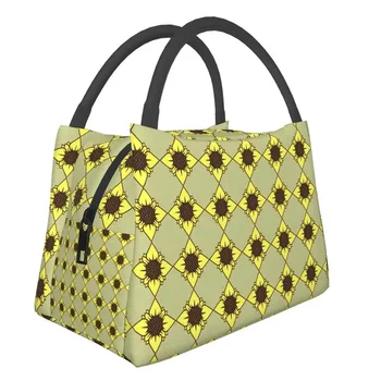 Изработена по поръчка чанта за обяд с носталгичен дизайн Sunflower Cottagecore, Женски термоохладитель, изолиран обяд-бокс за пътуване в офиса