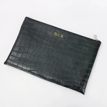 Индивидуален клатч от естествена кожа в черен цвят, бизнес Елегантен Женски клатч за партита, модни чанта-плик от крокодилска кожа с релефни