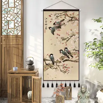 Картини със свитъците в традиционен китайски стил, интериор на дневна, офис, Естетически Гоблен, Монтиране на украса, Плакат